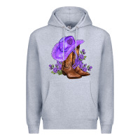 Heather Grey purple cowgirl  and roses Premium Hoodie - AdoDesignShop