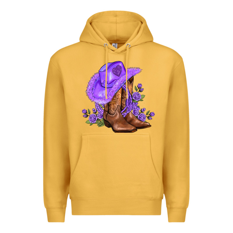 Purple Cowgirl  And Roses Premium Hoodie by AdoDesignShop | Teevron