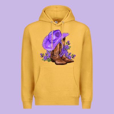 Purple Cowgirl  And Roses Premium Hoodie Designed By Adodesignshop
