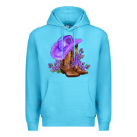 Ocean Blue purple cowgirl  and roses Premium Hoodie - AdoDesignShop