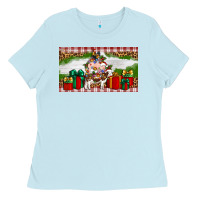 Baby Blue Stocked christmas farm Ladies Tee - Artiststas