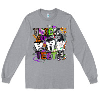 Heather Grey trick or teeth Long Sleeve Tee - BarkalooDesign