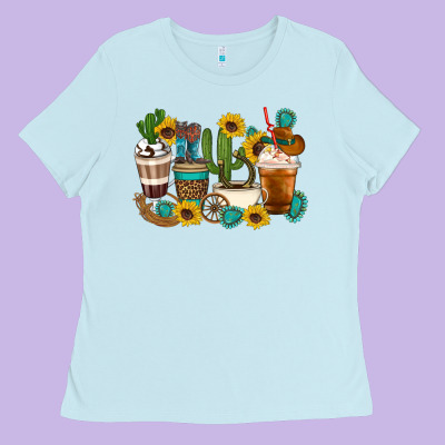Coffee Cups Ladies Tee Designed By Artiststas
