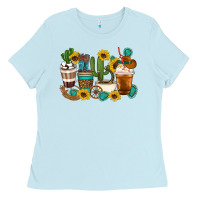 Baby Blue Coffee cups Ladies Tee - Artiststas
