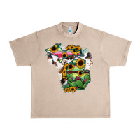 French Oak Cowhide Michigan map Urban Heavy Tee - RanaPortraitStore