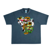 Midnight Navy Cowhide Michigan map Urban Heavy Tee - RanaPortraitStore
