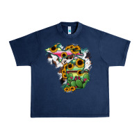 Navy Cowhide Michigan map Urban Heavy Tee - RanaPortraitStore