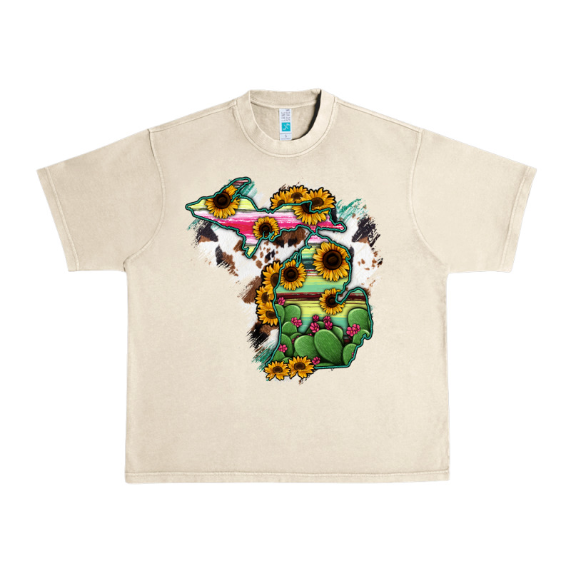 Cowhide Michigan Map Urban Heavy Tee by RanaPortraitStore | Teevron