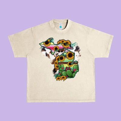 Cowhide Michigan Map Urban Heavy Tee Designed By Ranaportraitstore