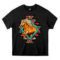 Black Aztec Symbol With Horse Heavy Core Tee - FaDigitalArtStudio