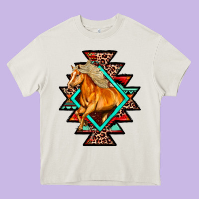 Aztec Symbol With Horse Heavy Core Tee Designed By Fadigitalartstudio