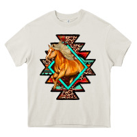 Cream Aztec Symbol With Horse Heavy Core Tee - FaDigitalArtStudio