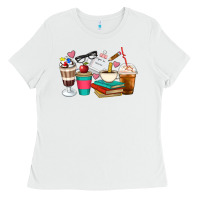 White Teacher Coffee Cups Ladies Tee - Artiststas