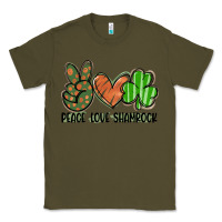 Army Green peace love shamrock Classic Tee - FaDigitalArtStudio