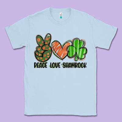 Peace Love Shamrock Classic Tee Designed By Fadigitalartstudio