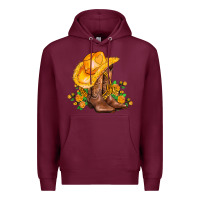 Burgundy yellow  cowgirl and roses Premium Hoodie - AdoDesignShop