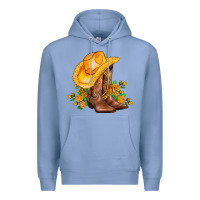 Colony Blue yellow  cowgirl and roses Premium Hoodie - AdoDesignShop
