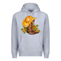 Heather Grey yellow  cowgirl and roses Premium Hoodie - AdoDesignShop