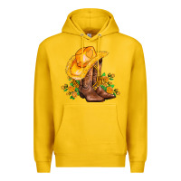 Lemon yellow  cowgirl and roses Premium Hoodie - AdoDesignShop
