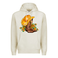 Oatmeal Heather yellow  cowgirl and roses Premium Hoodie - AdoDesignShop