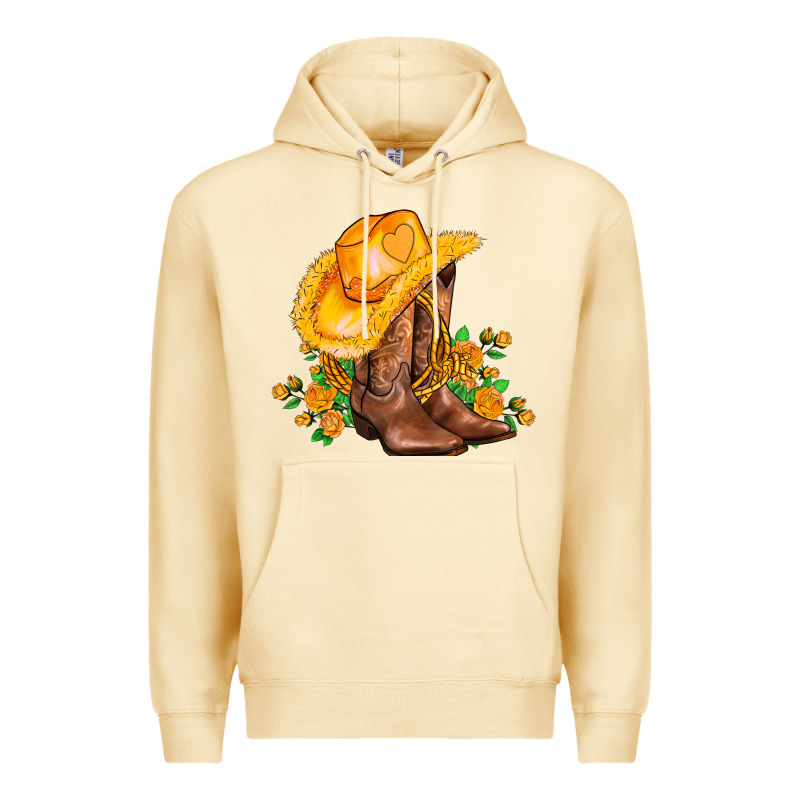 Yellow  Cowgirl And Roses Premium Hoodie by AdoDesignShop | Teevron