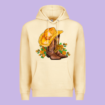 Yellow  Cowgirl And Roses Premium Hoodie Designed By Adodesignshop