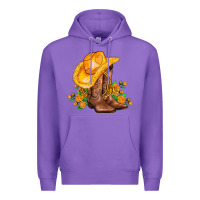 Purple yellow  cowgirl and roses Premium Hoodie - AdoDesignShop