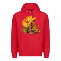 Red yellow  cowgirl and roses Premium Hoodie - AdoDesignShop
