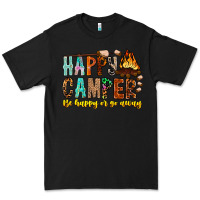 Black Happy Camper Be Happy Or Go Away Premium Tee - CowhideDigitalArt