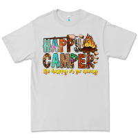 Dove Grey Happy Camper Be Happy Or Go Away Premium Tee - CowhideDigitalArt