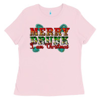 Bubblegum Pink Merry Drink I Am Christmas Ladies Tee - Artiststas