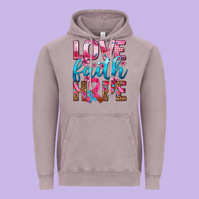 Love Faith Hope With Cancer Ribbon  Ado Vintage Hoodie Designed By Adodesignshop