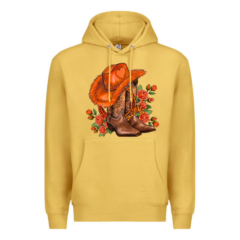 Orange  Cowgirl  And Roses Premium Hoodie by AdoDesignShop | Teevron