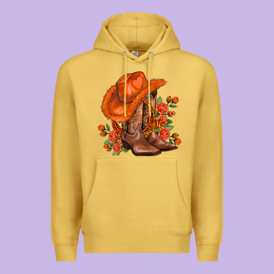 Orange  Cowgirl  And Roses Premium Hoodie Designed By Adodesignshop