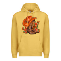 Antique Gold orange  cowgirl  and roses Premium Hoodie - AdoDesignShop