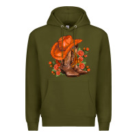 Army Green orange  cowgirl  and roses Premium Hoodie - AdoDesignShop