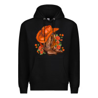 Black orange  cowgirl  and roses Premium Hoodie - AdoDesignShop