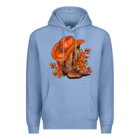 Colony Blue orange  cowgirl  and roses Premium Hoodie - AdoDesignShop