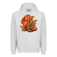 Dove Grey orange  cowgirl  and roses Premium Hoodie - AdoDesignShop