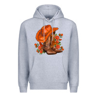 Heather Grey orange  cowgirl  and roses Premium Hoodie - AdoDesignShop