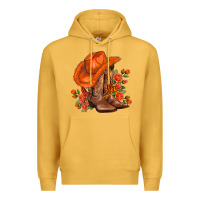 Mustard orange  cowgirl  and roses Premium Hoodie - AdoDesignShop