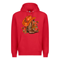 Red orange  cowgirl  and roses Premium Hoodie - AdoDesignShop