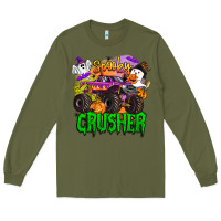 Army Green spooky crusher monster truck Long Sleeve Tee - BarkalooDesign