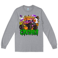 Heather Grey spooky crusher monster truck Long Sleeve Tee - BarkalooDesign