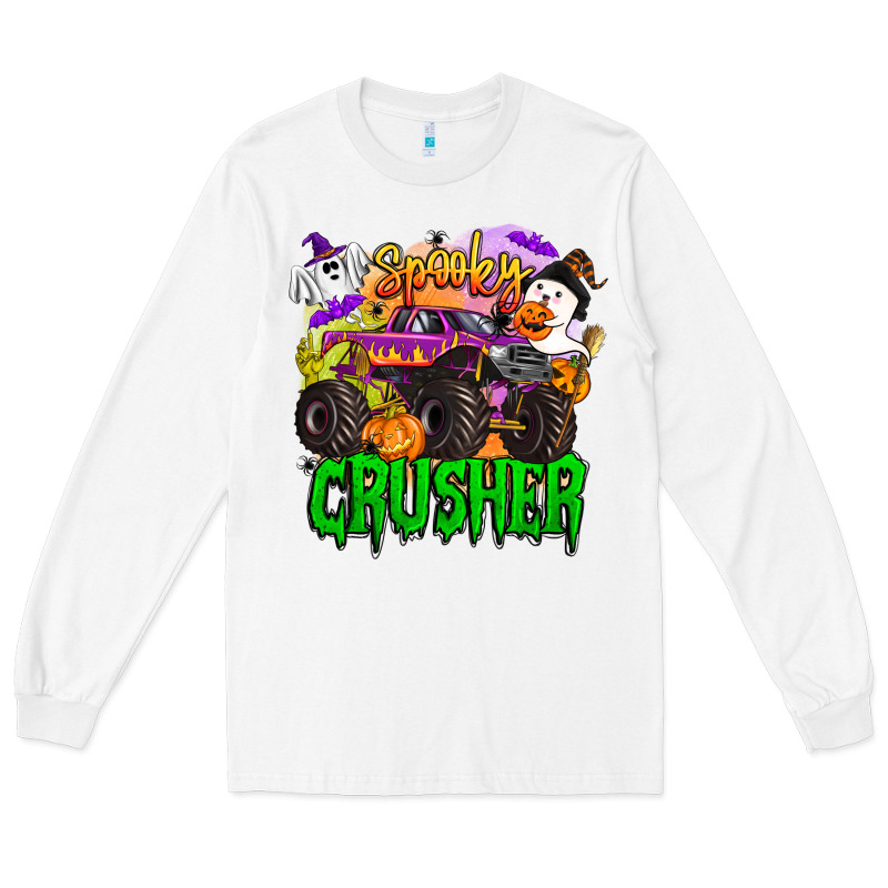 Spooky Crusher Monster Truck Long Sleeve Tee by BarkalooDesign | Teevron
