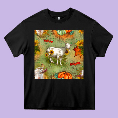 Fall Goats Seamless Pattern Heavy Core Tee Designed By Bundleandbundleshop