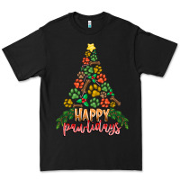 Black paw print christmas tree Premium Tee - CowhideDigitalArt