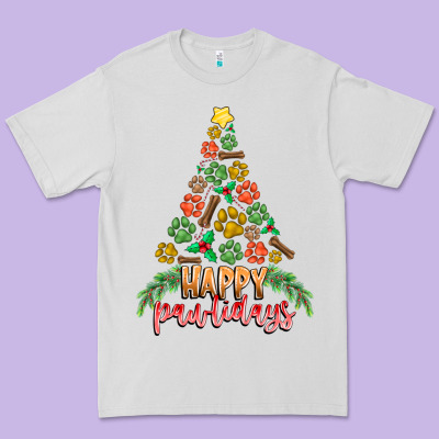 Paw Print Christmas Tree Premium Tee Designed By Cowhidedigitalart