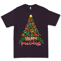 Plum paw print christmas tree Premium Tee - CowhideDigitalArt