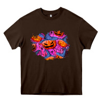 Chocolate Brown halloween pumpkin patch  4 Heavy Core Tee - BundleAndBundleShop